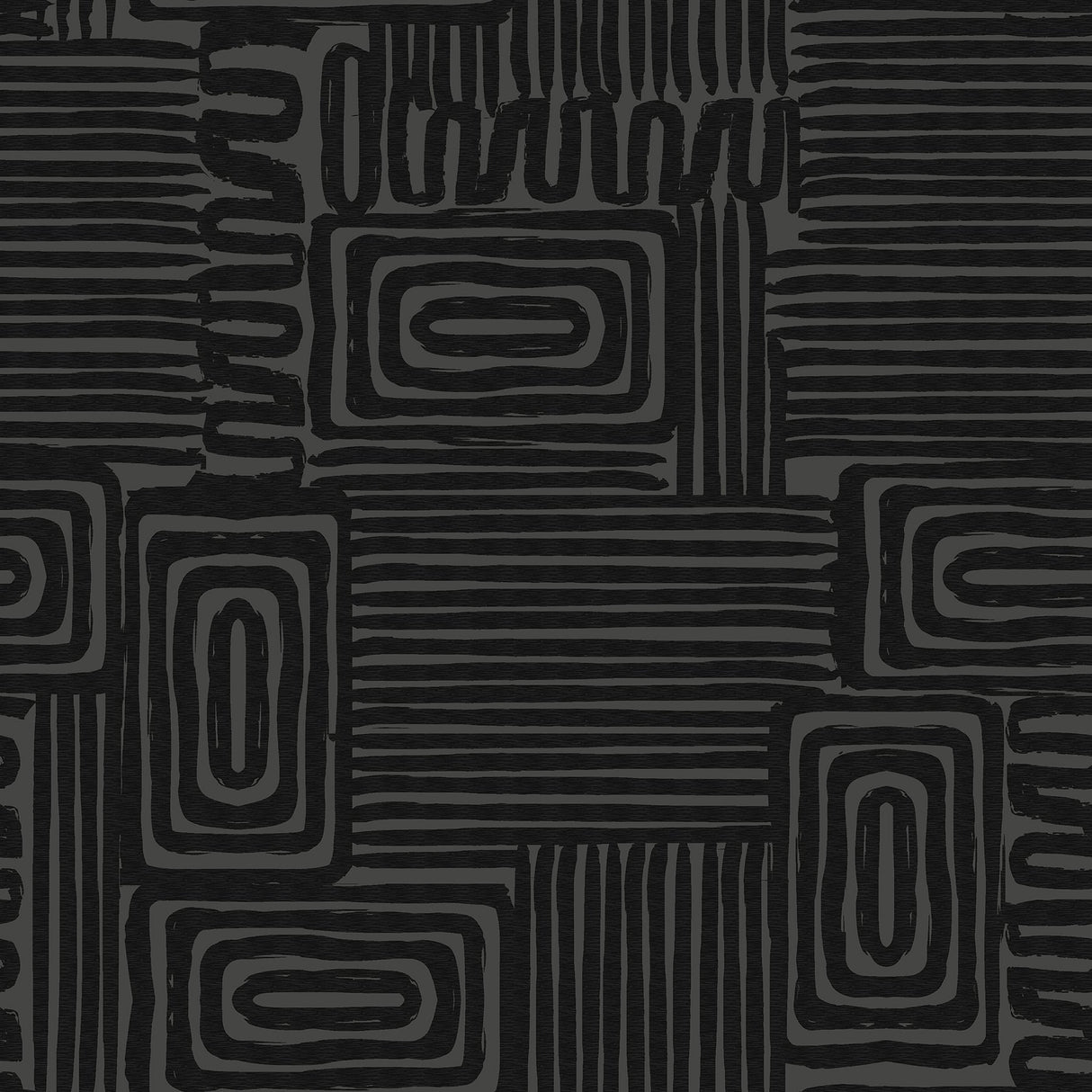 Pathways Black Peel & Stick Wallpaper with Modern Geometric Graphics - York RMK12742PLW