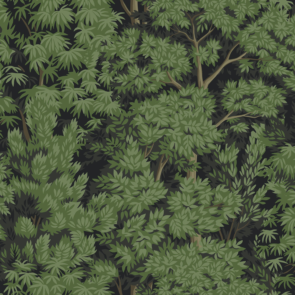 Ardian Green Peel & Stick Wallpaper with Traditional Trees Motif - York RMK12751PLW