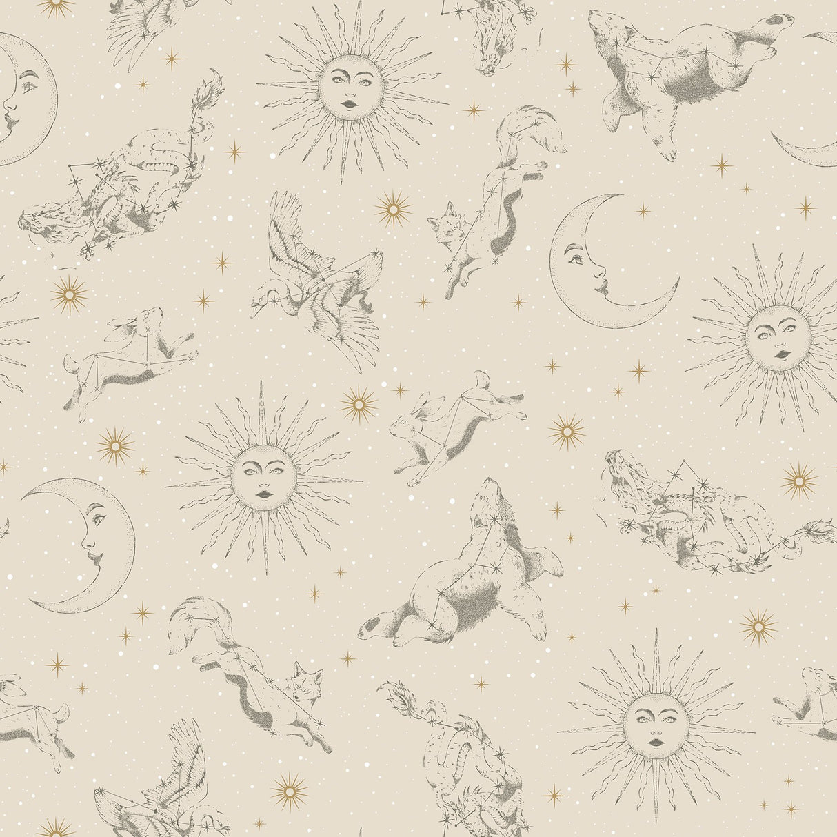 Zodiac Dreams Linen Peel & Stick Wallpaper with Celestial Constellation Motif - York RMK12752PLW