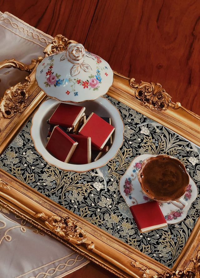 Garden Aviary Black Peel & Stick Wallpaper with Traditional Birds Botanical Damask - York RMK12756PLW