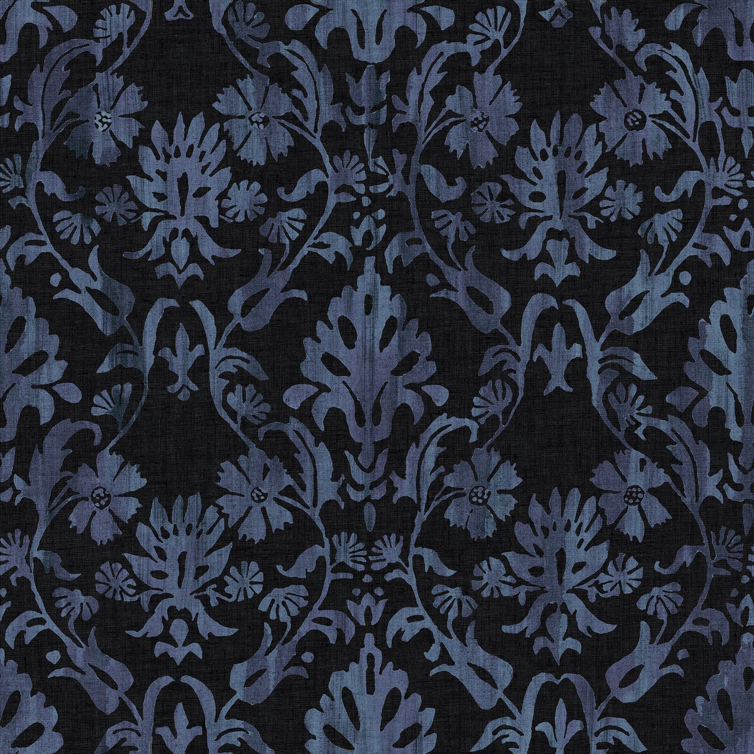 Blooming Damask Black Peel & Stick Wallpaper with Distressed Botanical Damask - York RMK12758PLW