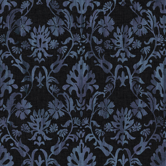 Blooming Damask Black Peel & Stick Wallpaper with Distressed Botanical Damask - York RMK12758PLW