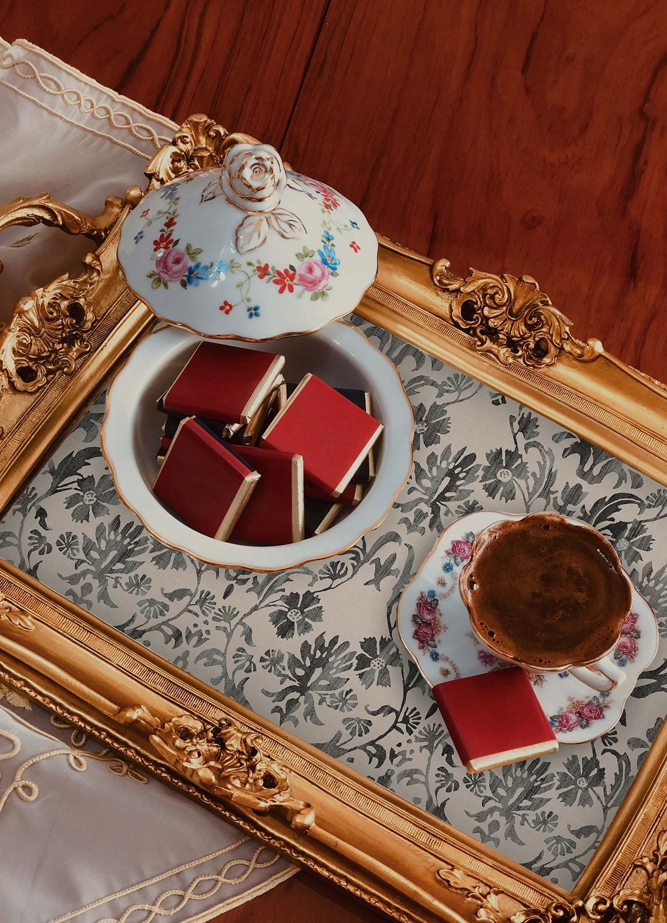 Blooming Damask Taupe Peel & Stick Wallpaper with Distressed Botanical Damask - York RMK12759PLW