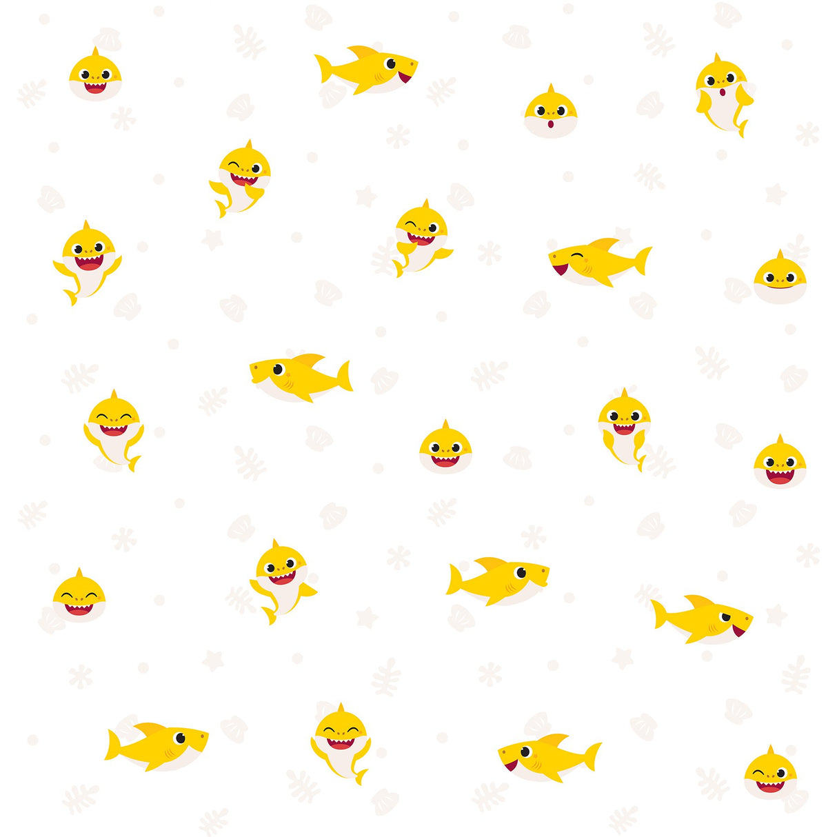 Baby Shark Cream Peel & Stick Vinyl Wallpaper with Kids Animal Pattern - York RMK12763PLW