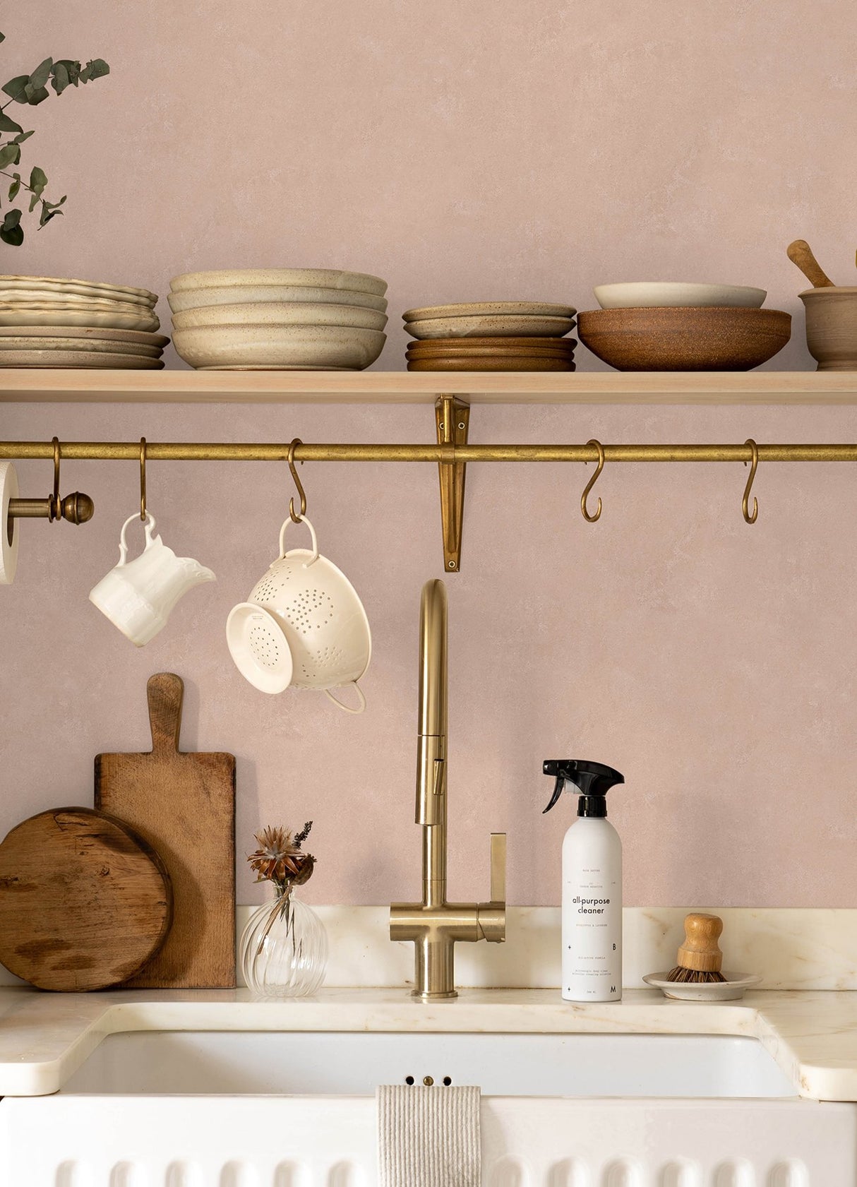 Daphne Potter's Clay Peach Limewash Peel & Stick Wallpaper with Modern Stone Graphic Pattern - York RMK12766PLW