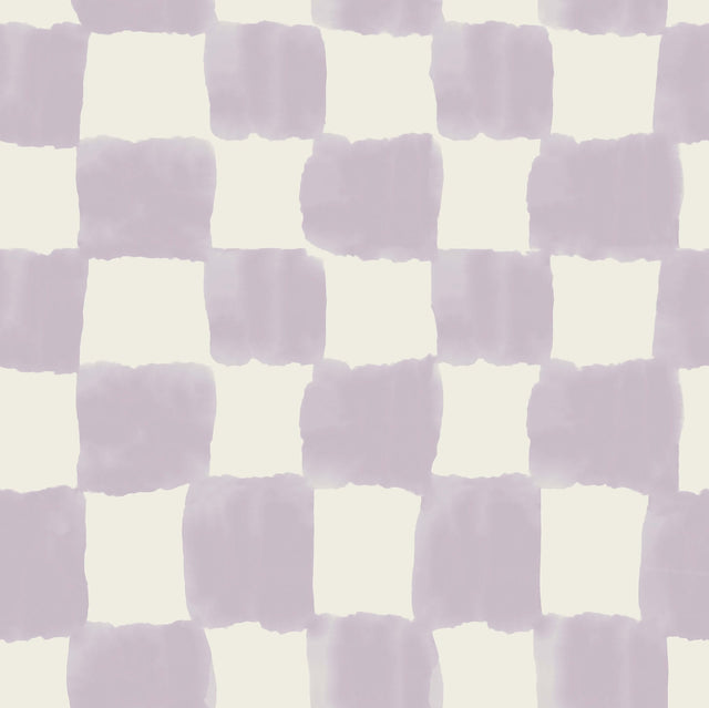 Tess Watercolor Soft Lavender Checker Peel & Stick Wallpaper with Modern Geometric Pattern - York RMK12774PLW