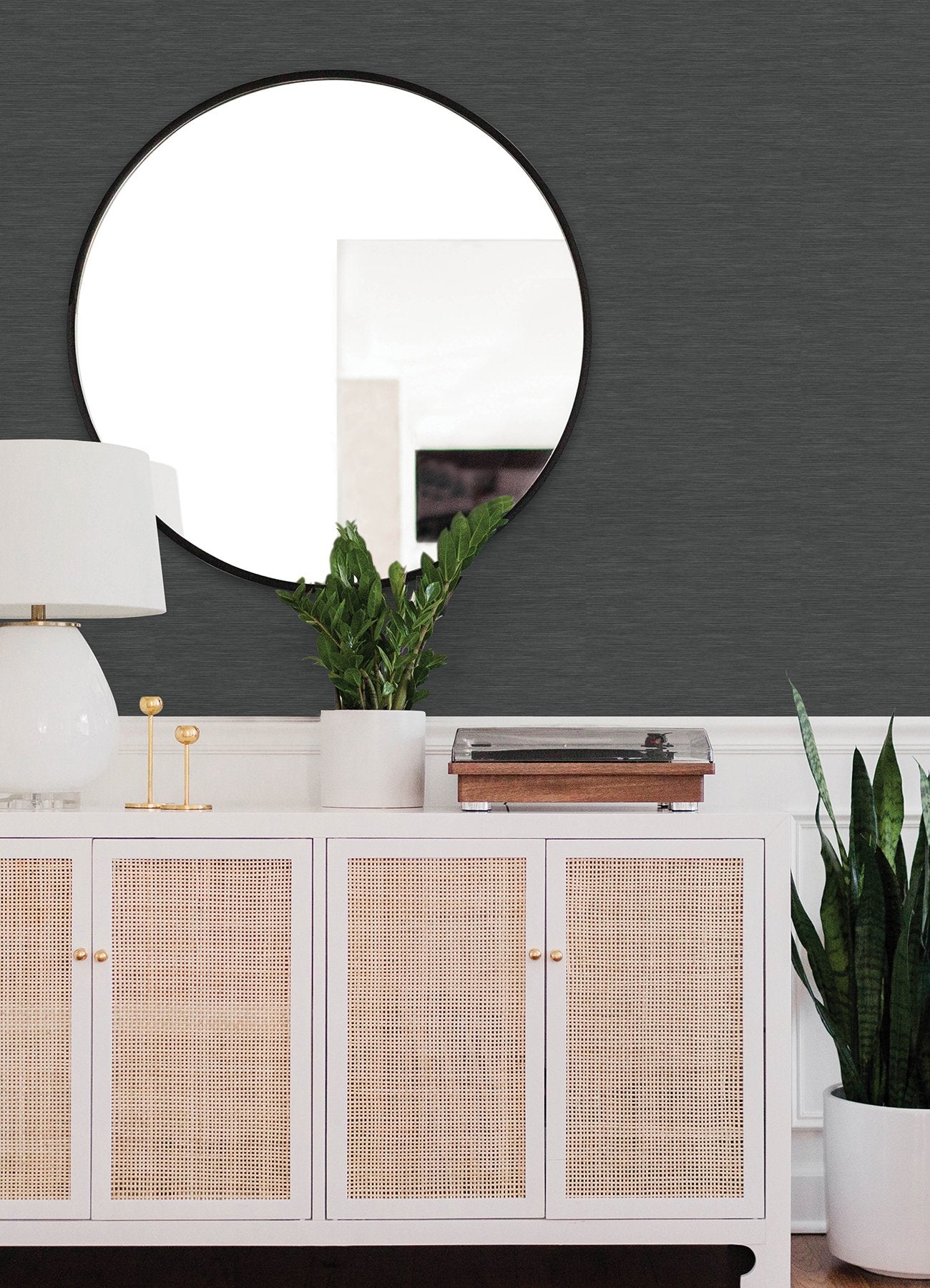 Stella Soft Black Faux Grasscloth Peel & Stick Wallpaper - York RMK12777PL