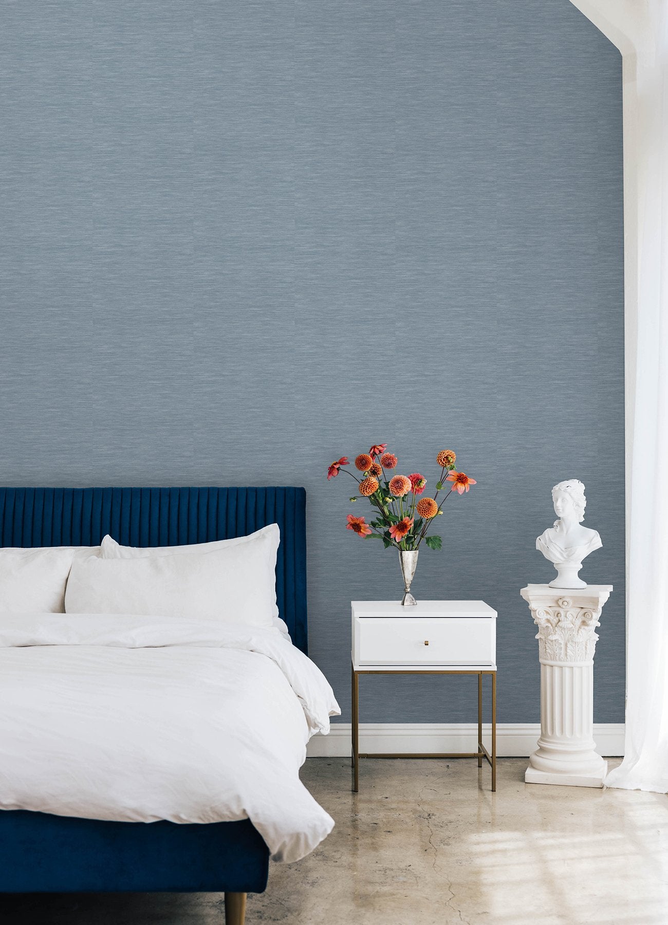 Stella Dusty Blue Faux Grasscloth Textured Peel & Stick Wallpaper - York RMK12778PL