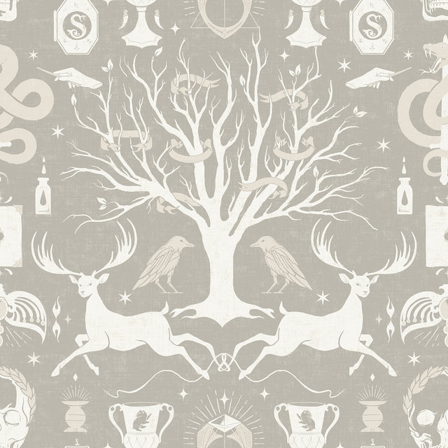 Harry Potter Horcrux Grey Damask Peel & Stick Wallpaper with Modern Damask Pattern - York RMK12782PLW