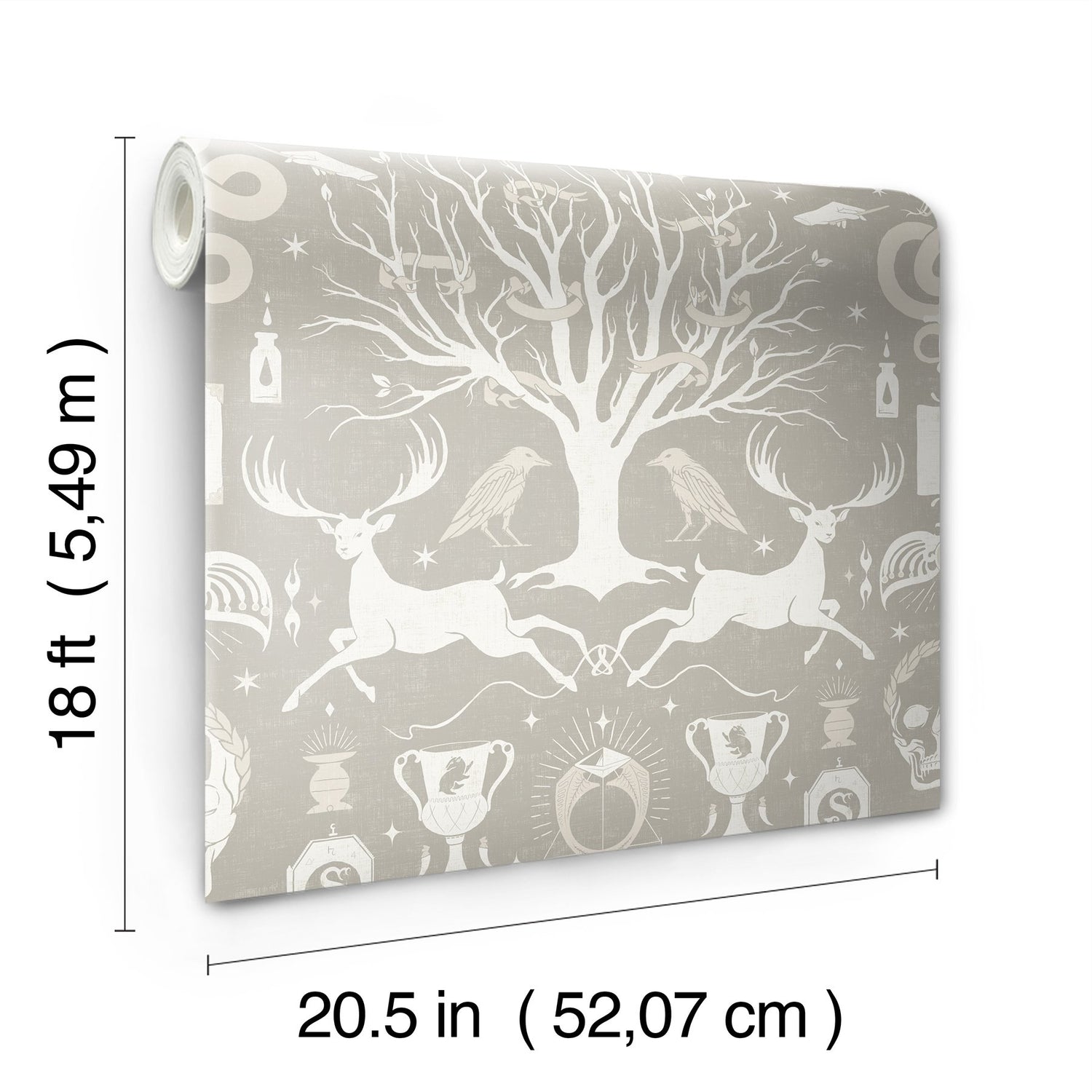 Harry Potter Horcrux Grey Damask Peel & Stick Wallpaper with Modern Damask Pattern - York RMK12782PLW