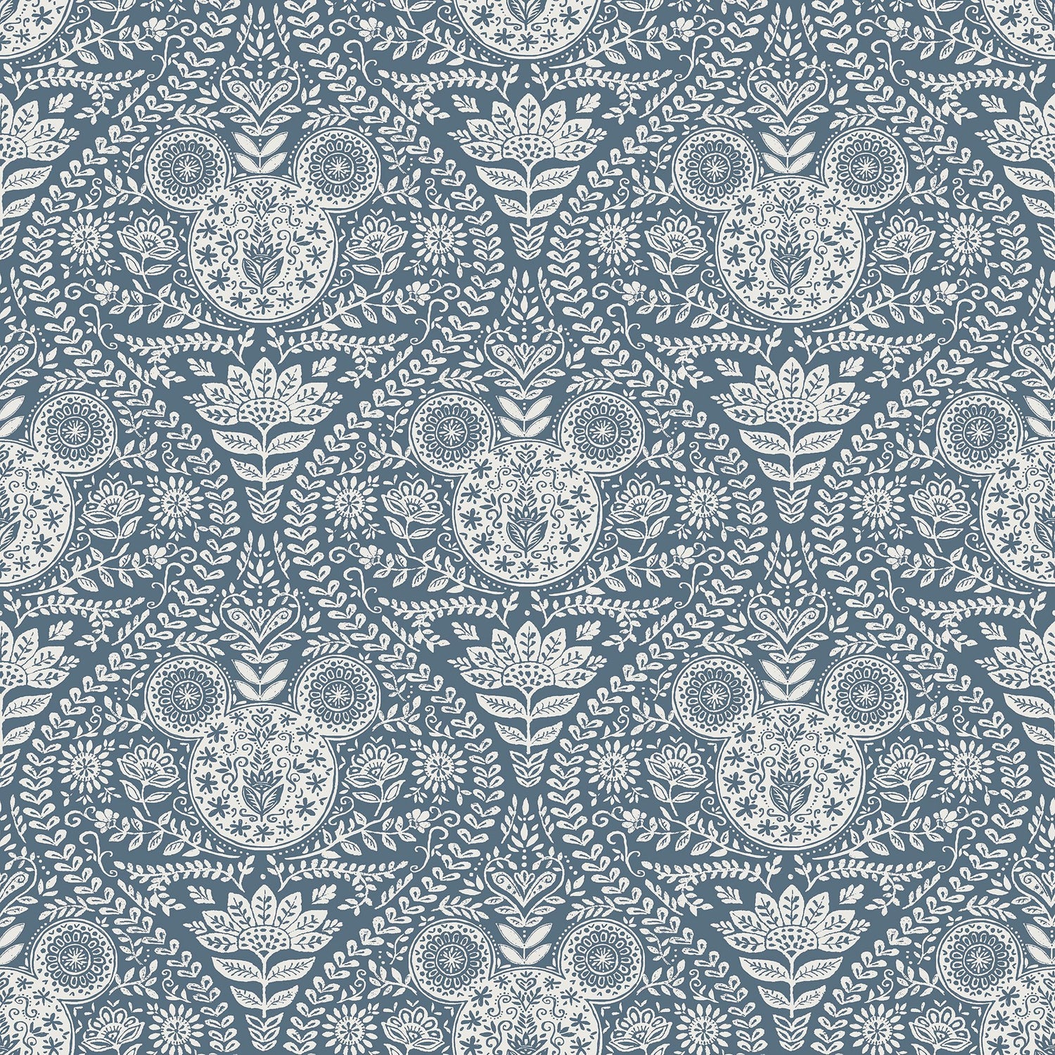 Disney Mickey Mouse Blue Block Print Peel & Stick Wallpaper with Modern Ogee Graphic Pattern - York RMK12787PLW
