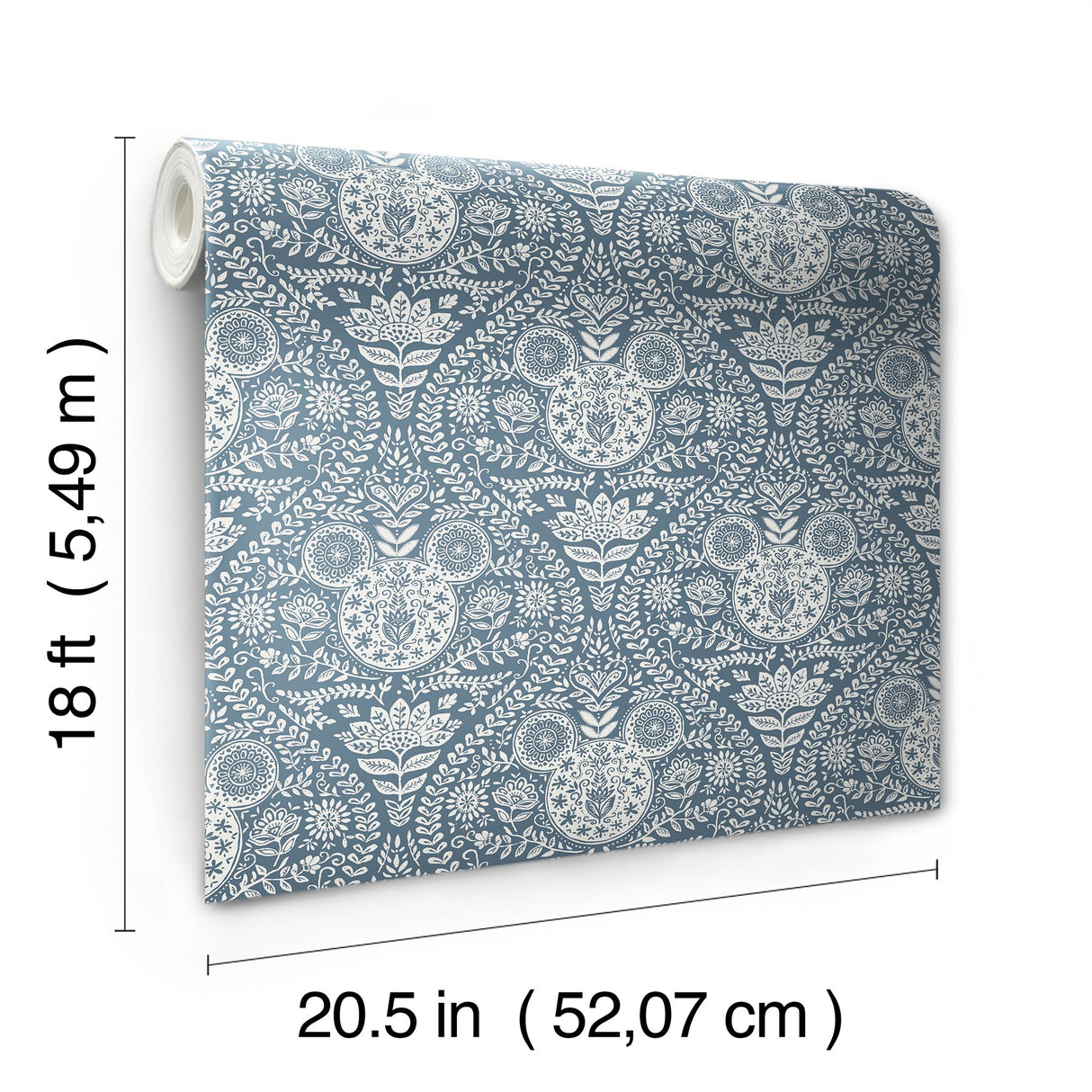 Disney Mickey Mouse Blue Block Print Peel & Stick Wallpaper with Modern Ogee Graphic Pattern - York RMK12787PLW
