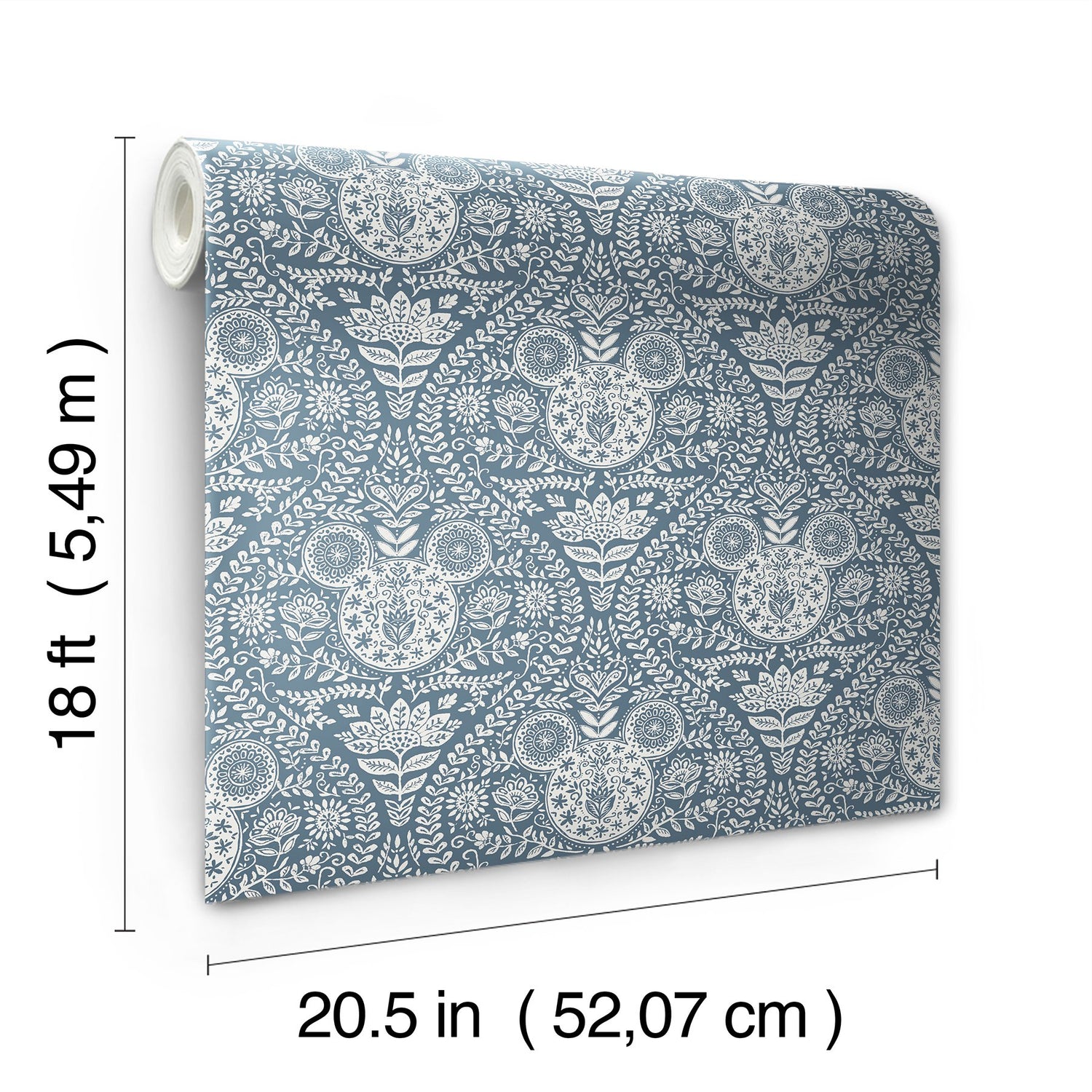 Disney Mickey Mouse Blue Block Print Peel & Stick Wallpaper with Modern Ogee Graphic Pattern - York RMK12787PLW