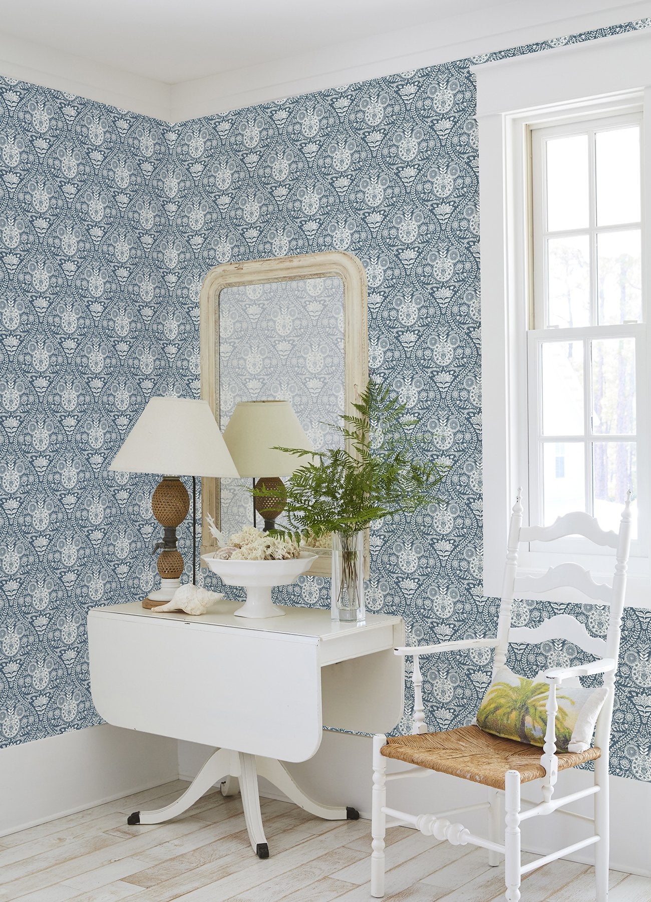 Disney Mickey Mouse Blue Block Print Peel & Stick Wallpaper with Modern Ogee Graphic Pattern - York RMK12787PLW