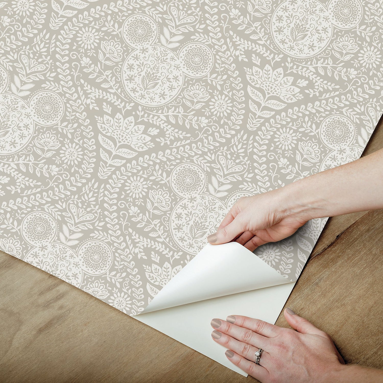 Disney Mickey Mouse Cream Block Print Ogee Peel & Stick Wallpaper - York RMK12789PLW