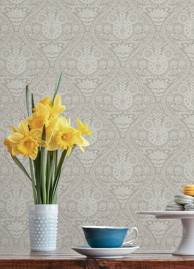 Disney Mickey Mouse Cream Block Print Ogee Peel & Stick Wallpaper - York RMK12789PLW