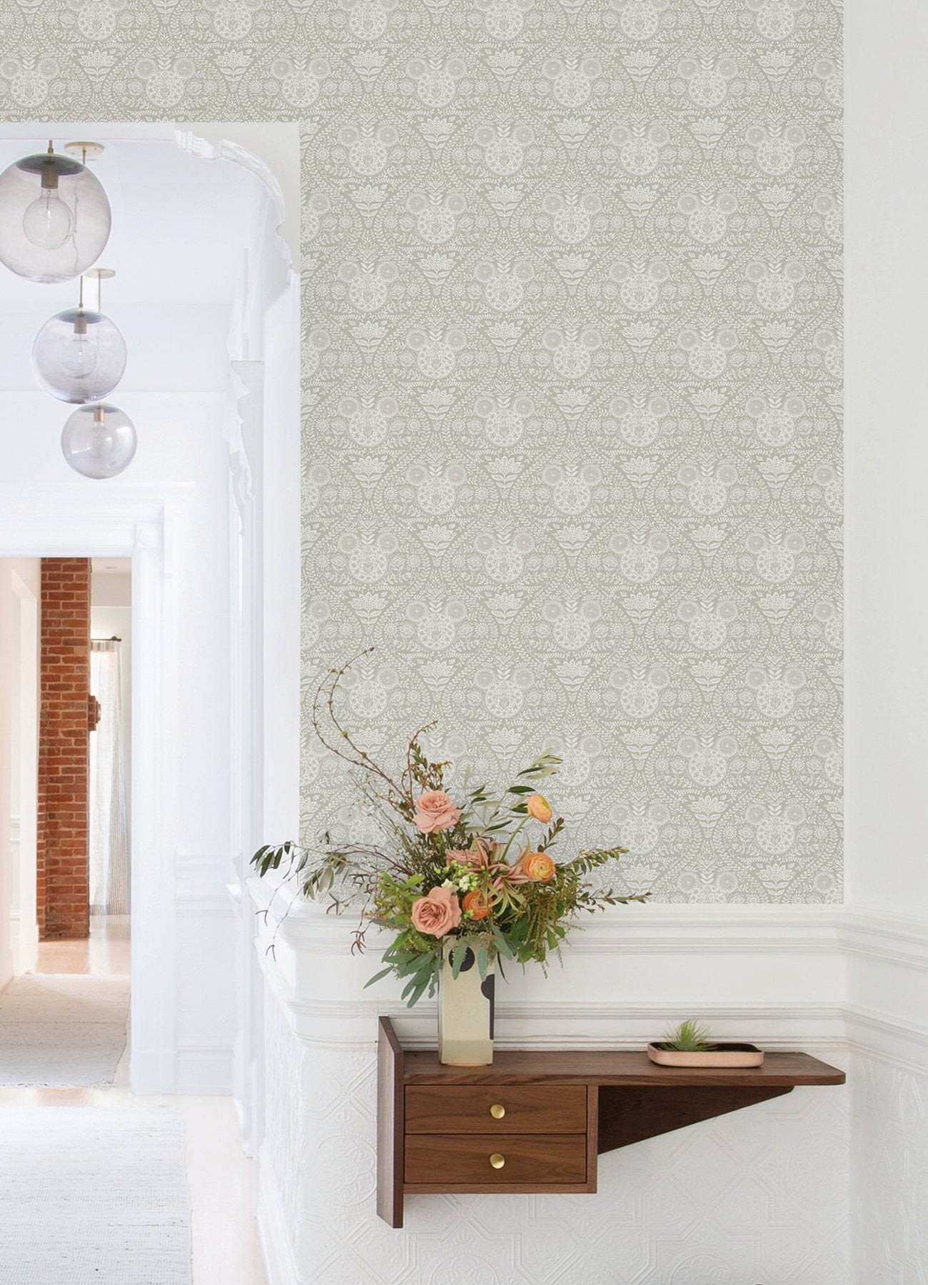 Disney Mickey Mouse Cream Block Print Ogee Peel & Stick Wallpaper - York RMK12789PLW