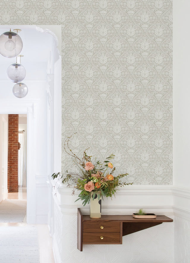 Disney Mickey Mouse Cream Block Print Ogee Peel & Stick Wallpaper - York RMK12789PLW