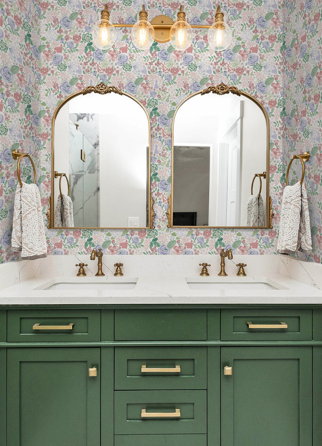 Disney Princess Purple Watercolor Floral Peel & Stick Wallpaper with Modern Botanical Flower Pattern - York RMK12792PLW