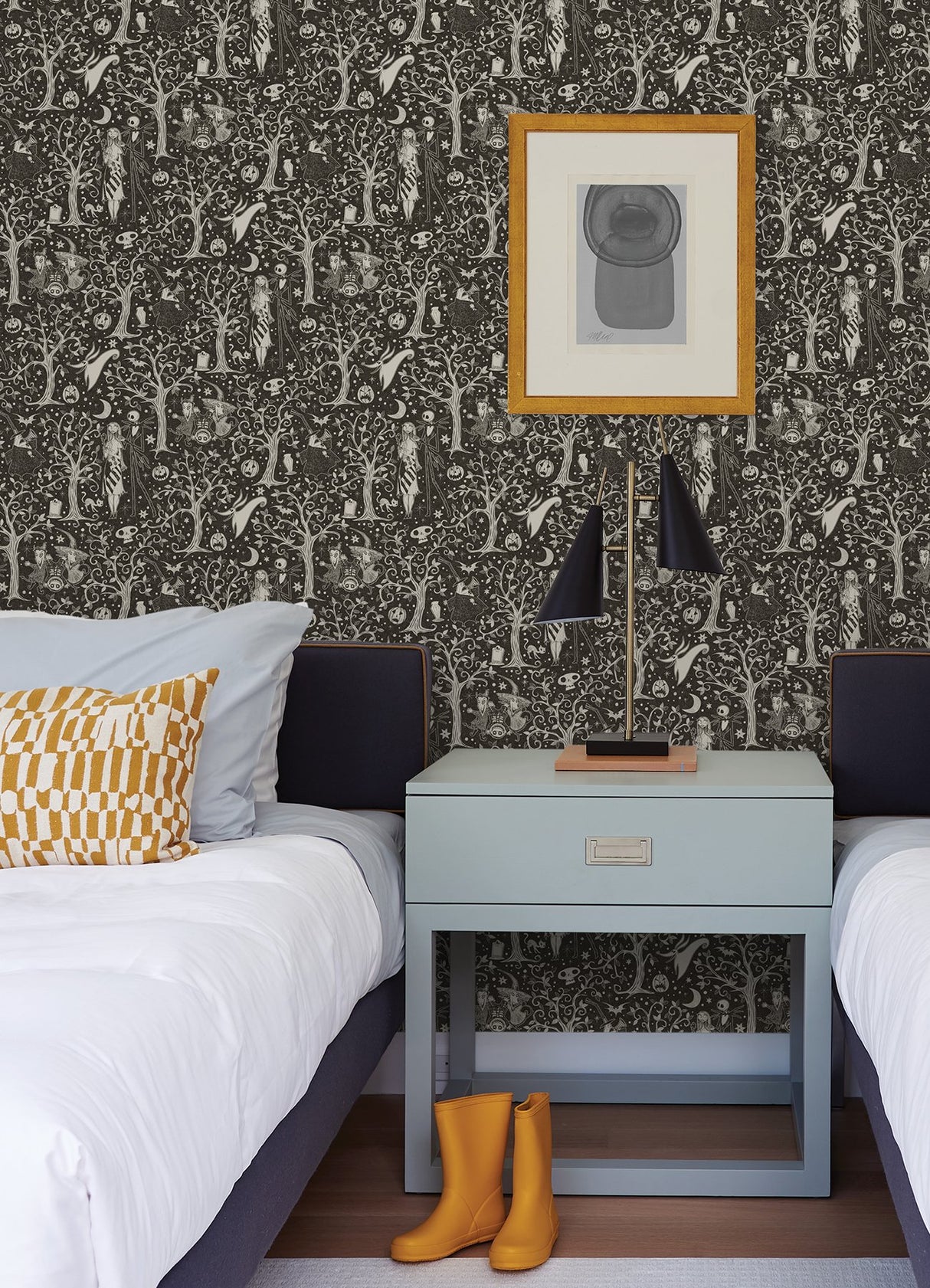 Nightmare Before Christmas Sepia Forest Toile Peel & Stick Wallpaper - RoomMates RMK12795PLW