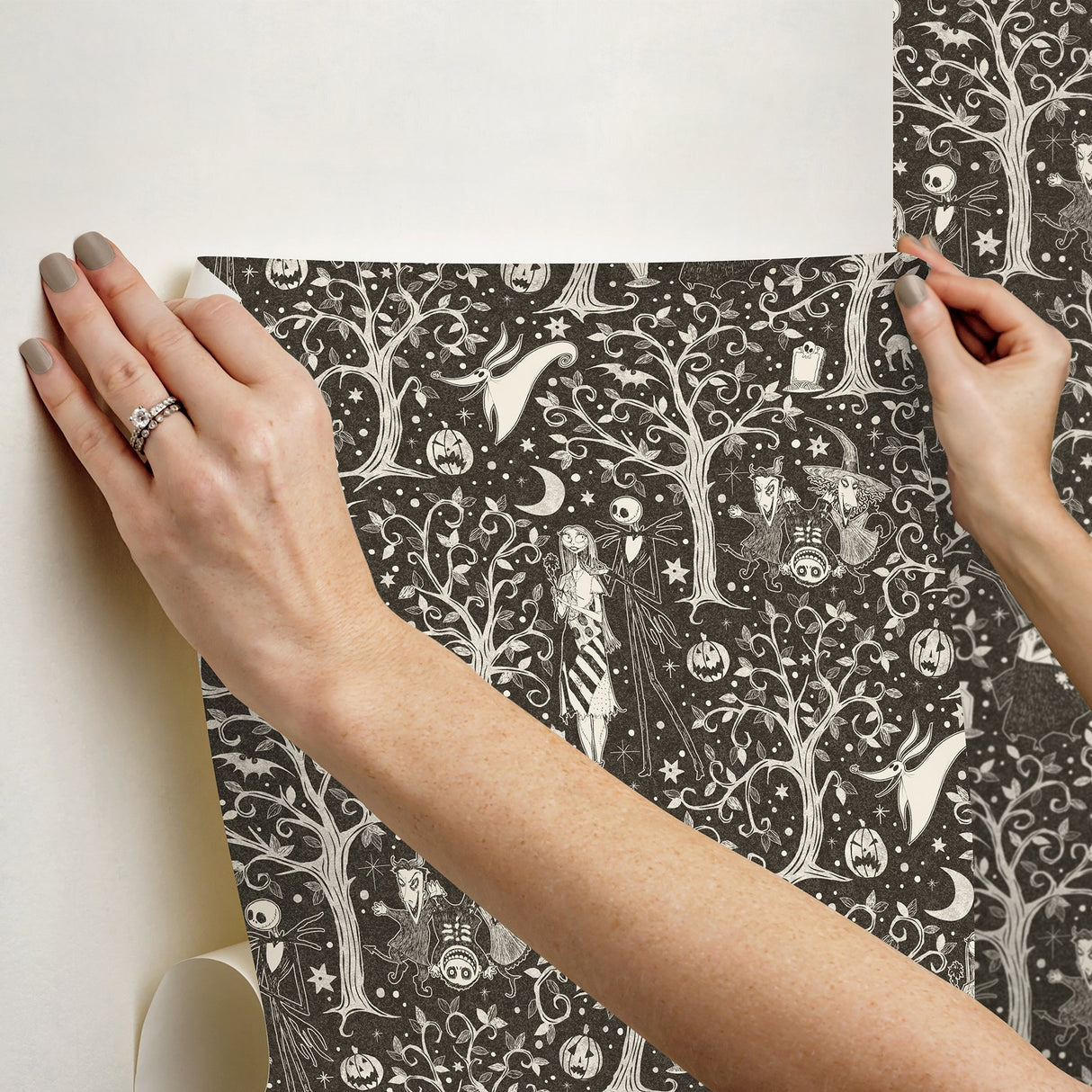 Nightmare Before Christmas Sepia Forest Toile Peel & Stick Wallpaper - RoomMates RMK12795PLW