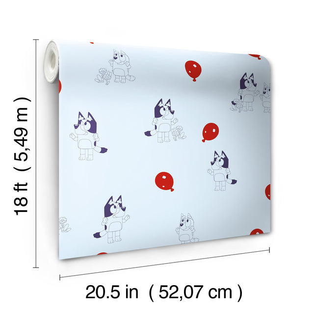 Bluey Keepy Uppy Blue Peel & Stick Wallpaper with Novelty Graphics - York RMK12800PLW