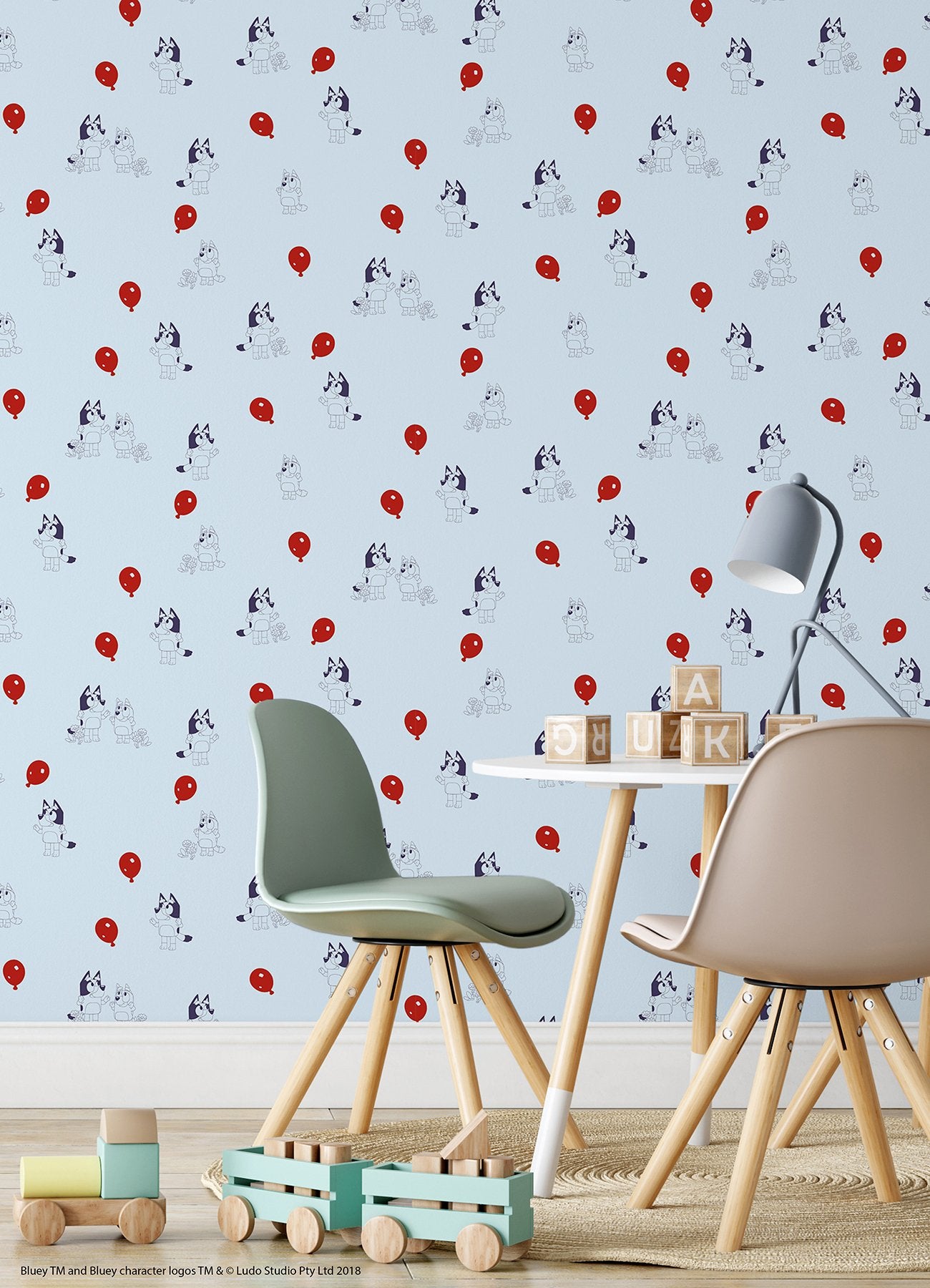 Bluey Keepy Uppy Blue Peel & Stick Wallpaper with Novelty Graphics - York RMK12800PLW