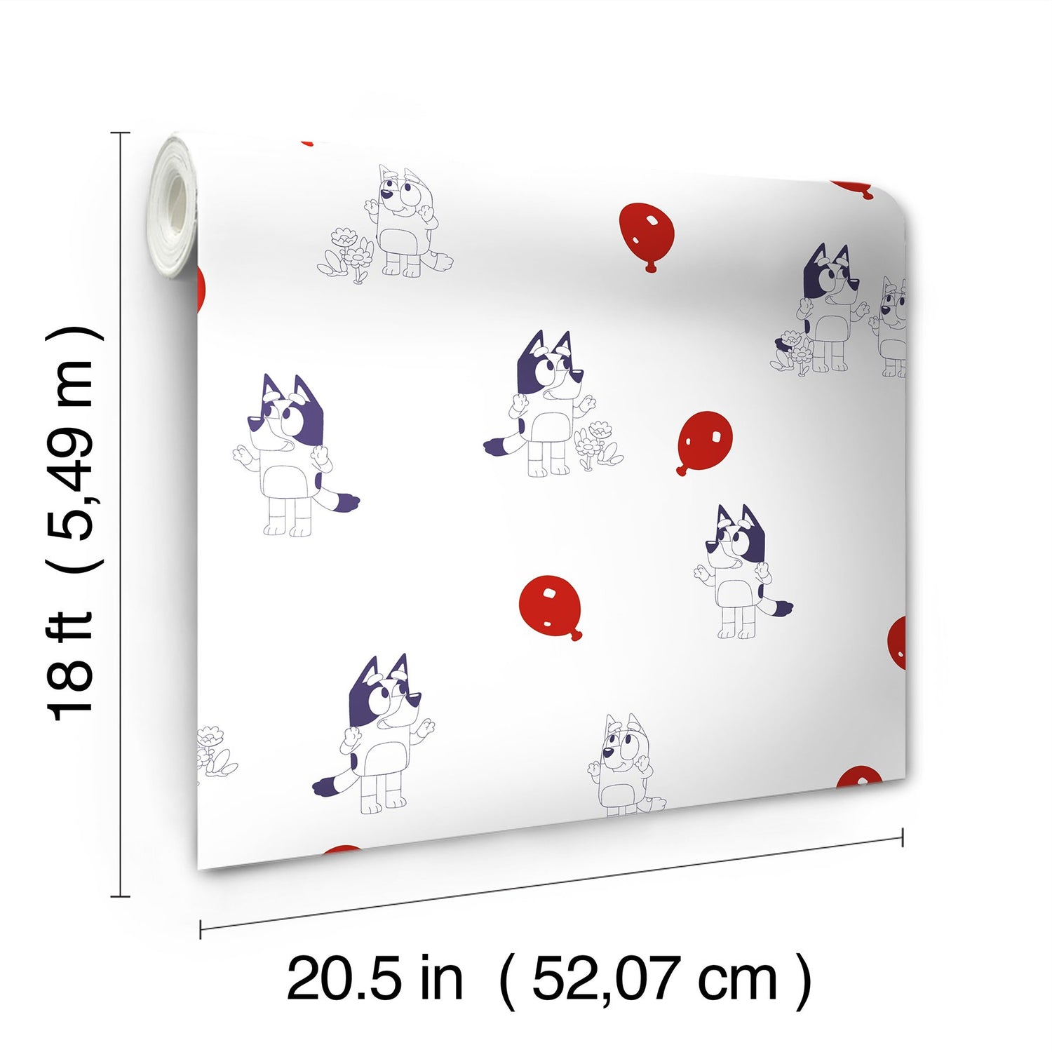 Bluey Keepy Uppy White Peel & Stick Wallpaper with Novelty Graphics - York RMK12801PLW