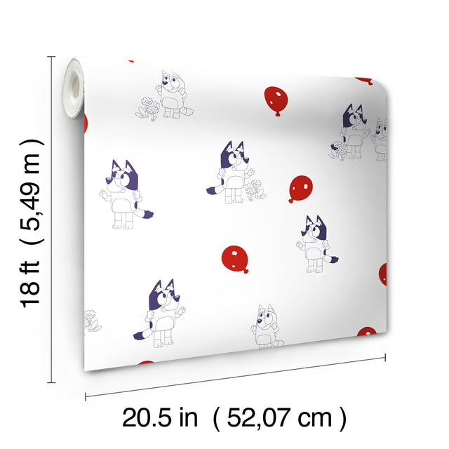Bluey Keepy Uppy White Peel & Stick Wallpaper with Novelty Graphics - York RMK12801PLW
