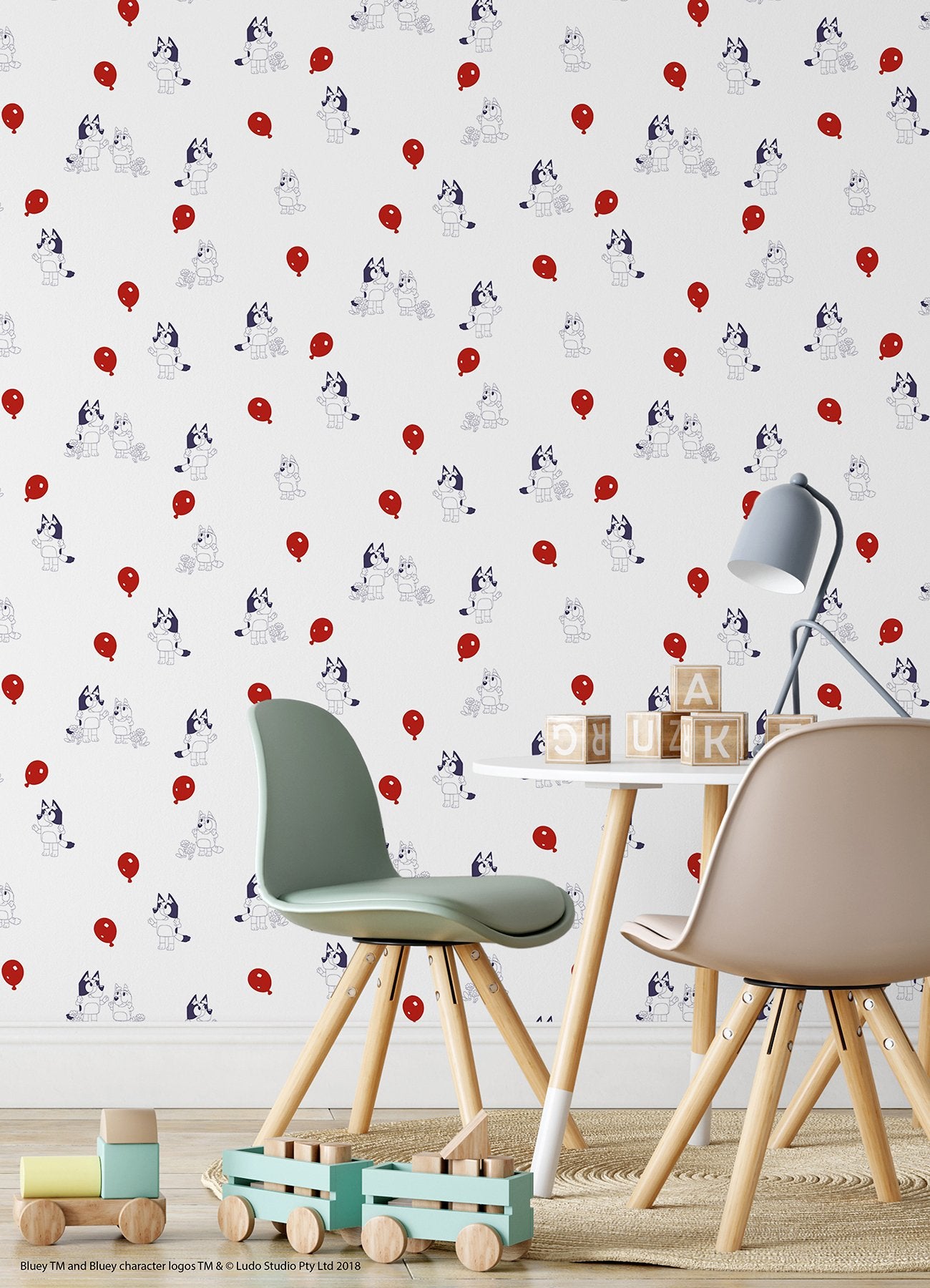 Bluey Keepy Uppy White Peel & Stick Wallpaper with Novelty Graphics - York RMK12801PLW