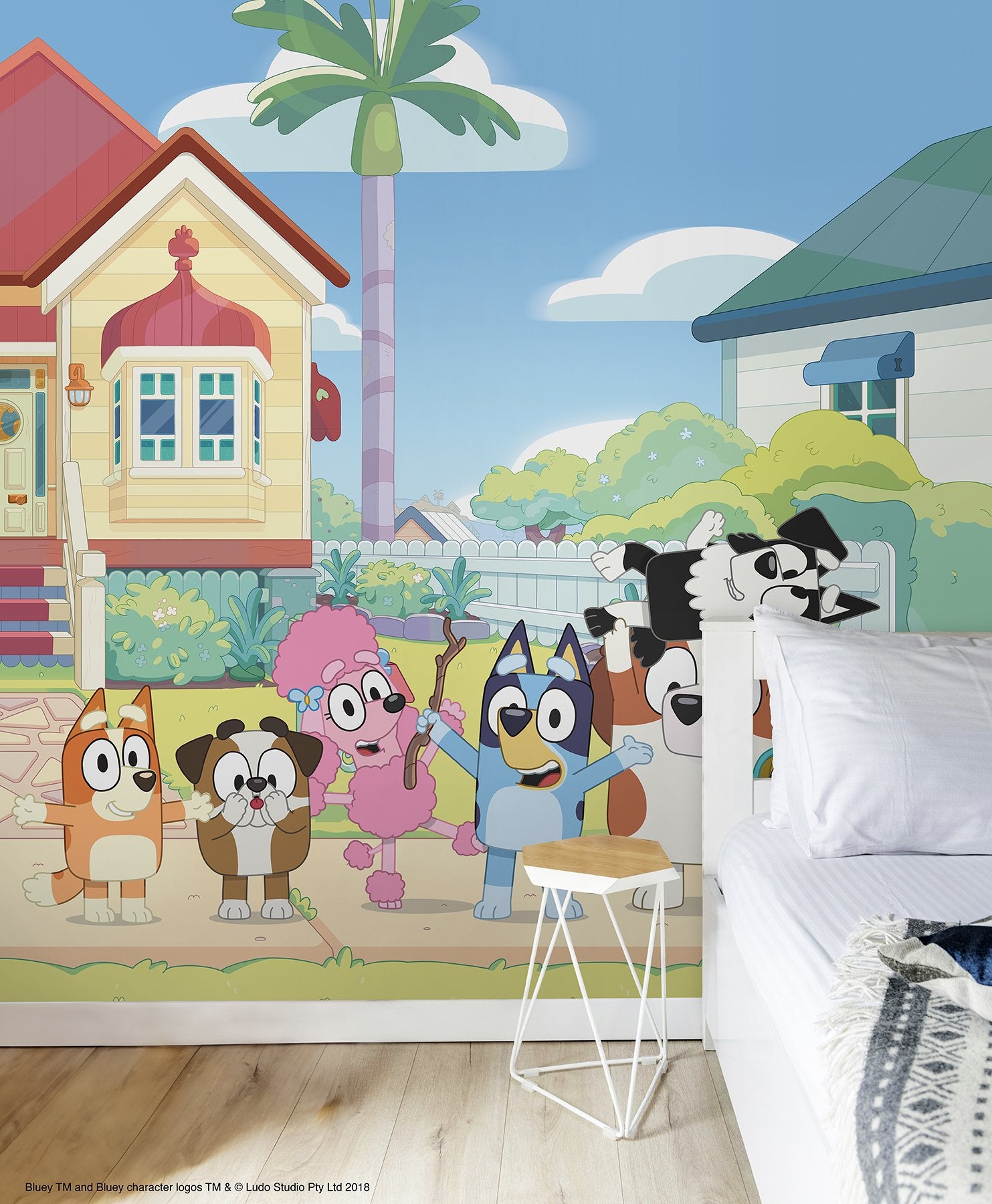 Bluey Friends & Family Blue Peel & Stick Wall Mural with Novelty Kids Graphics - RoomMates RMK12802M - York
