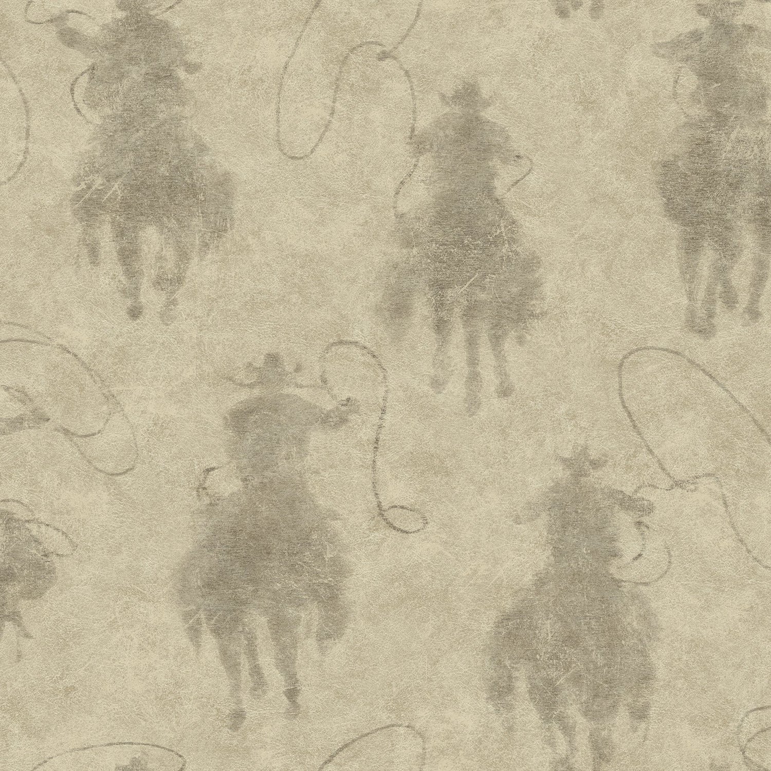 Yellowstone Stockman Silhouette Beige Peel & Stick Wallpaper with Western Cowboy Motif - York RMK12803PLW
