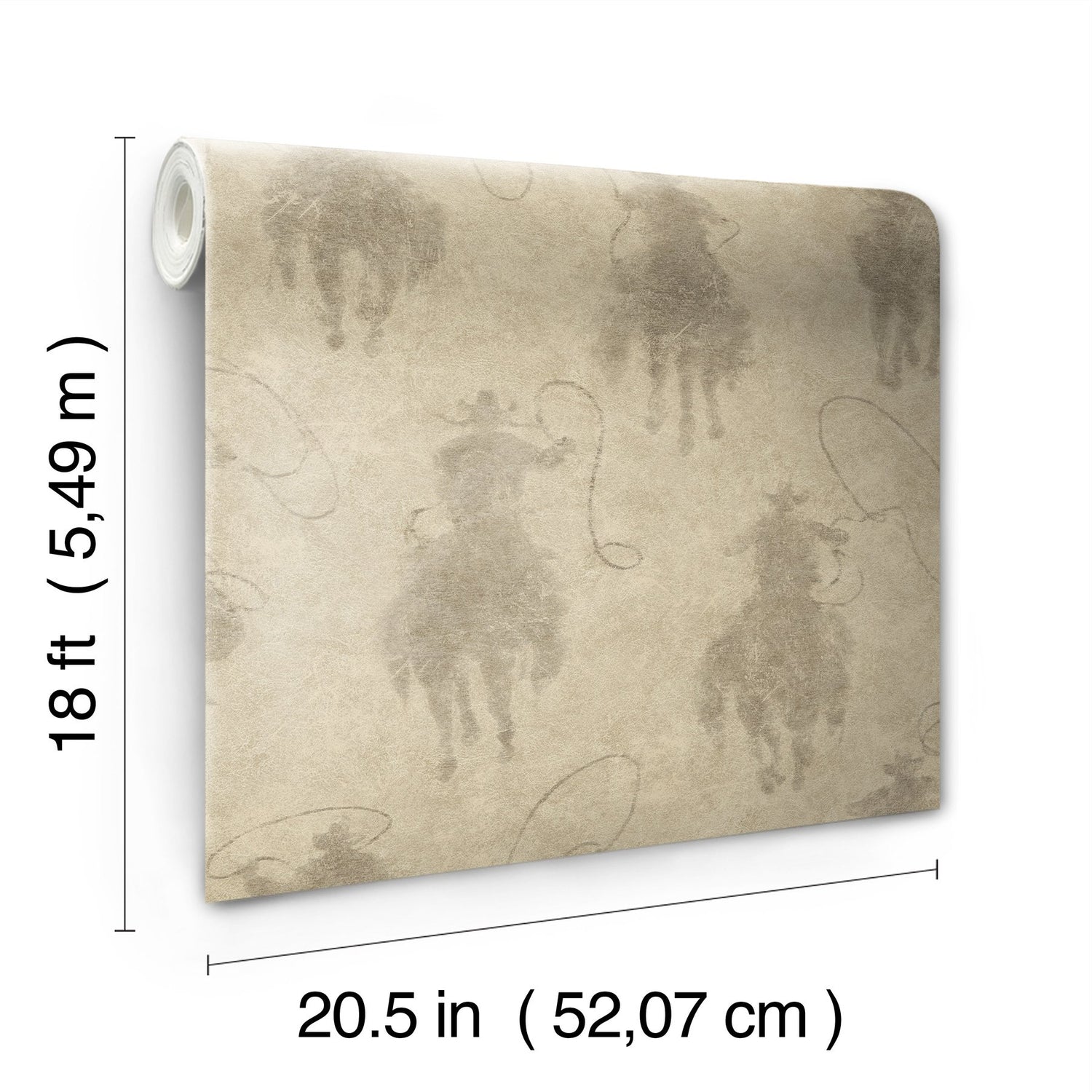 Yellowstone Stockman Silhouette Beige Peel & Stick Wallpaper with Western Cowboy Motif - York RMK12803PLW