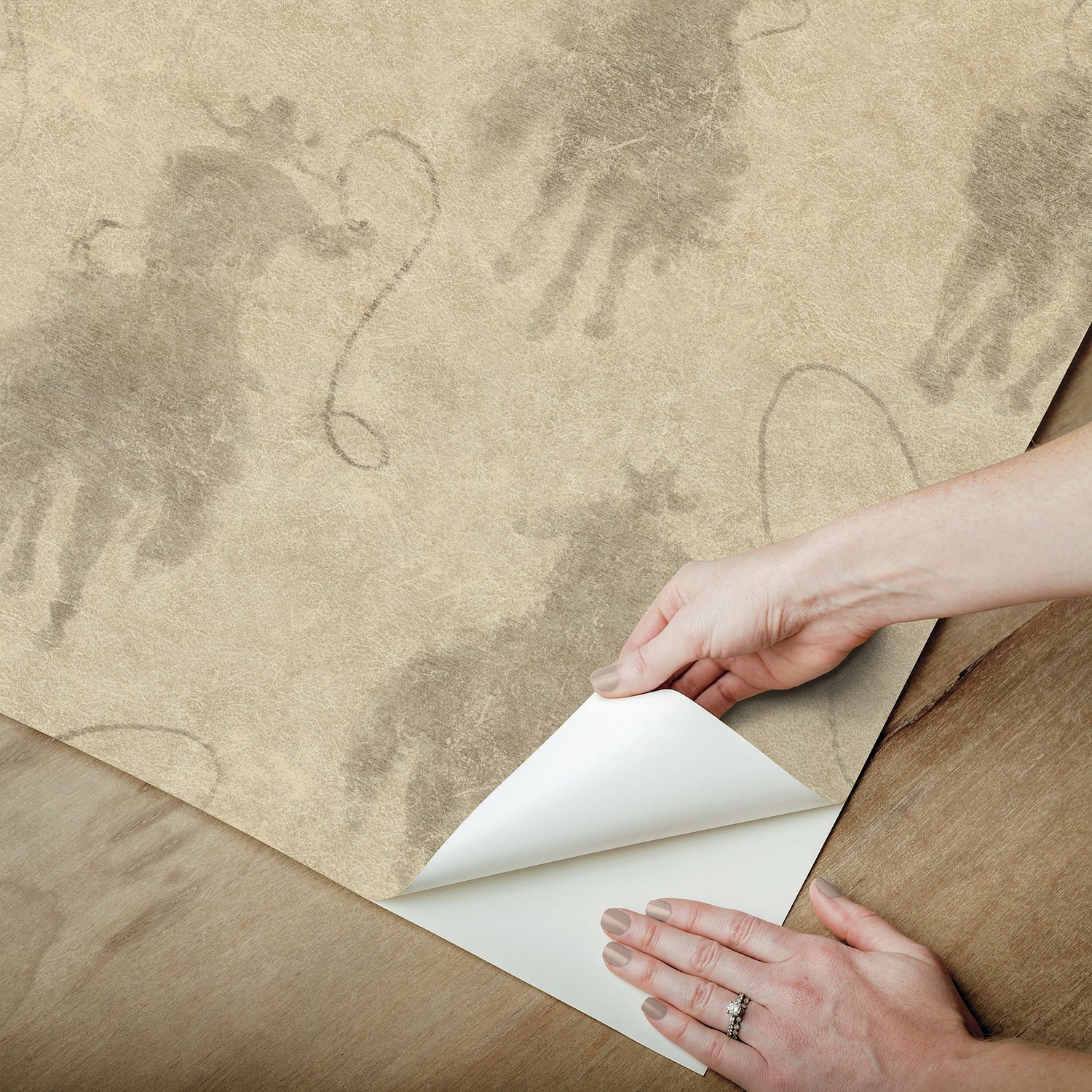 Yellowstone Stockman Silhouette Beige Peel & Stick Wallpaper with Western Cowboy Motif - York RMK12803PLW