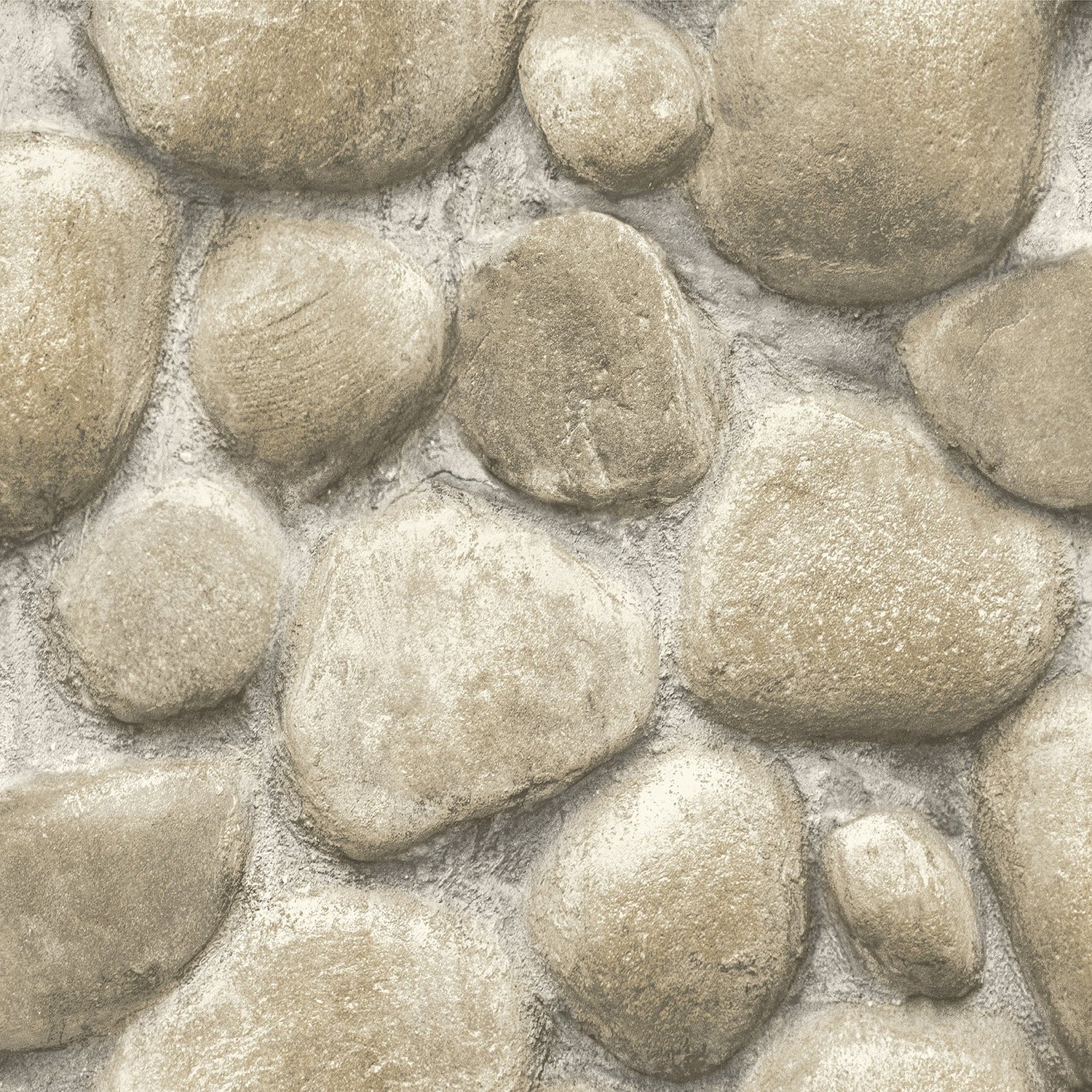 Yellowstone Root Rocks Beige Peel & Stick Wallpaper with Stone Graphic Pattern, Country Style - York RMK12804PLW