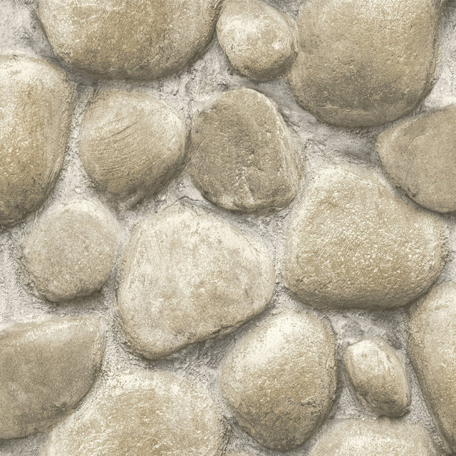 Yellowstone Root Rocks Beige Peel & Stick Wallpaper with Stone Graphic Pattern, Country Style - York RMK12804PLW
