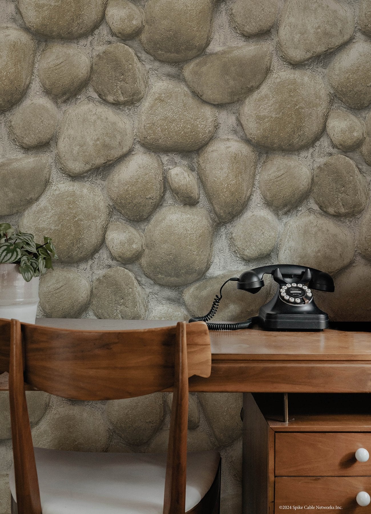 Yellowstone Root Rocks Beige Peel & Stick Wallpaper with Stone Graphic Pattern, Country Style - York RMK12804PLW