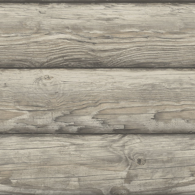 Yellowstone Bunkhouse Brown Peel & Stick Wallpaper with Wood Log Pattern, Country Style - York RMK12805PLW