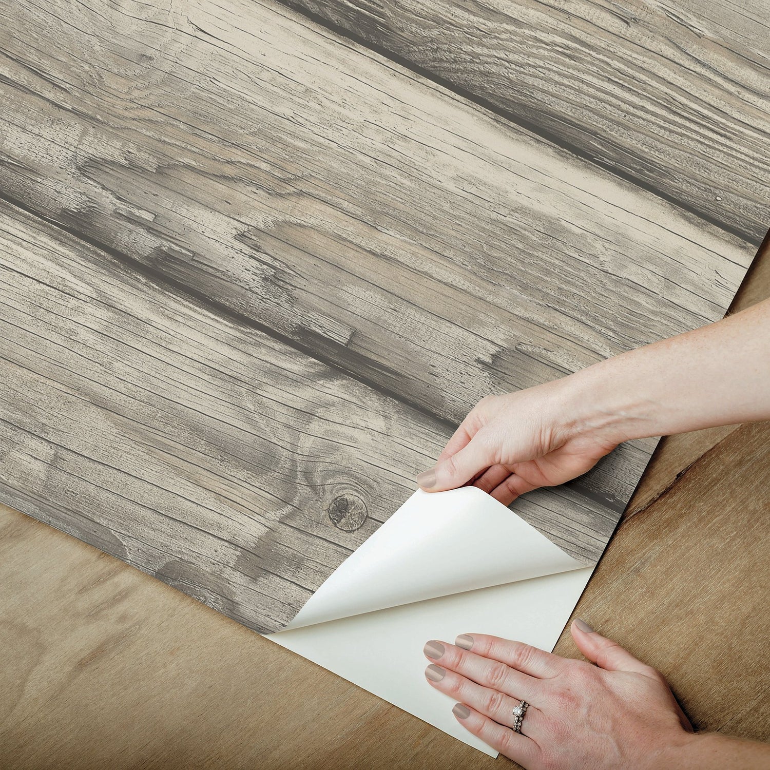 Yellowstone Bunkhouse Brown Peel & Stick Wallpaper with Wood Log Pattern, Country Style - York RMK12805PLW