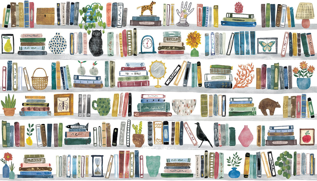 Library Peel & Stick Wall Mural in Pink Whimsical Graphics Pattern - RoomMates RMK12806M