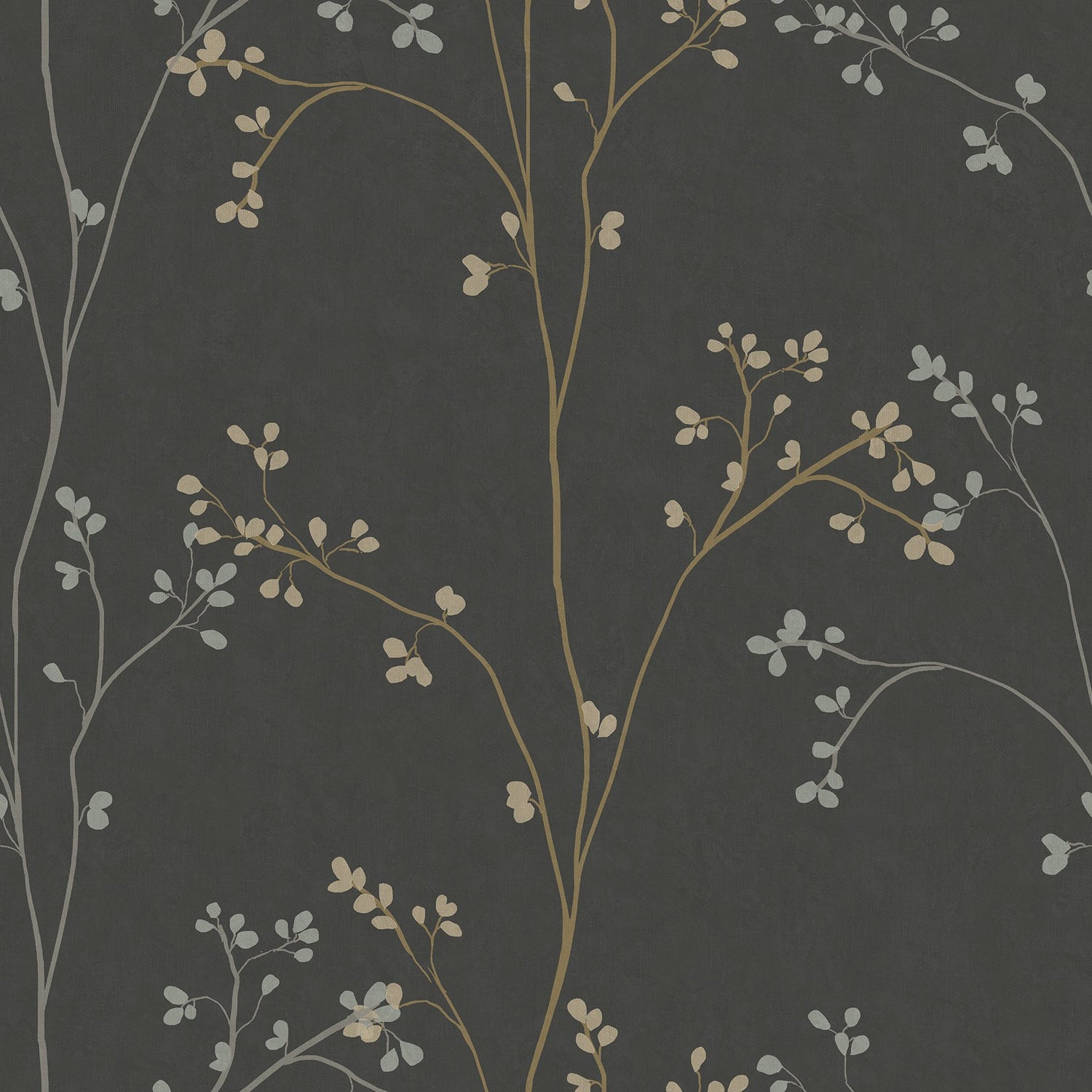 Blossom Stripe Black Peel & Stick Wallpaper with Floral Cherry Blossom Motif - York RMK12808PL
