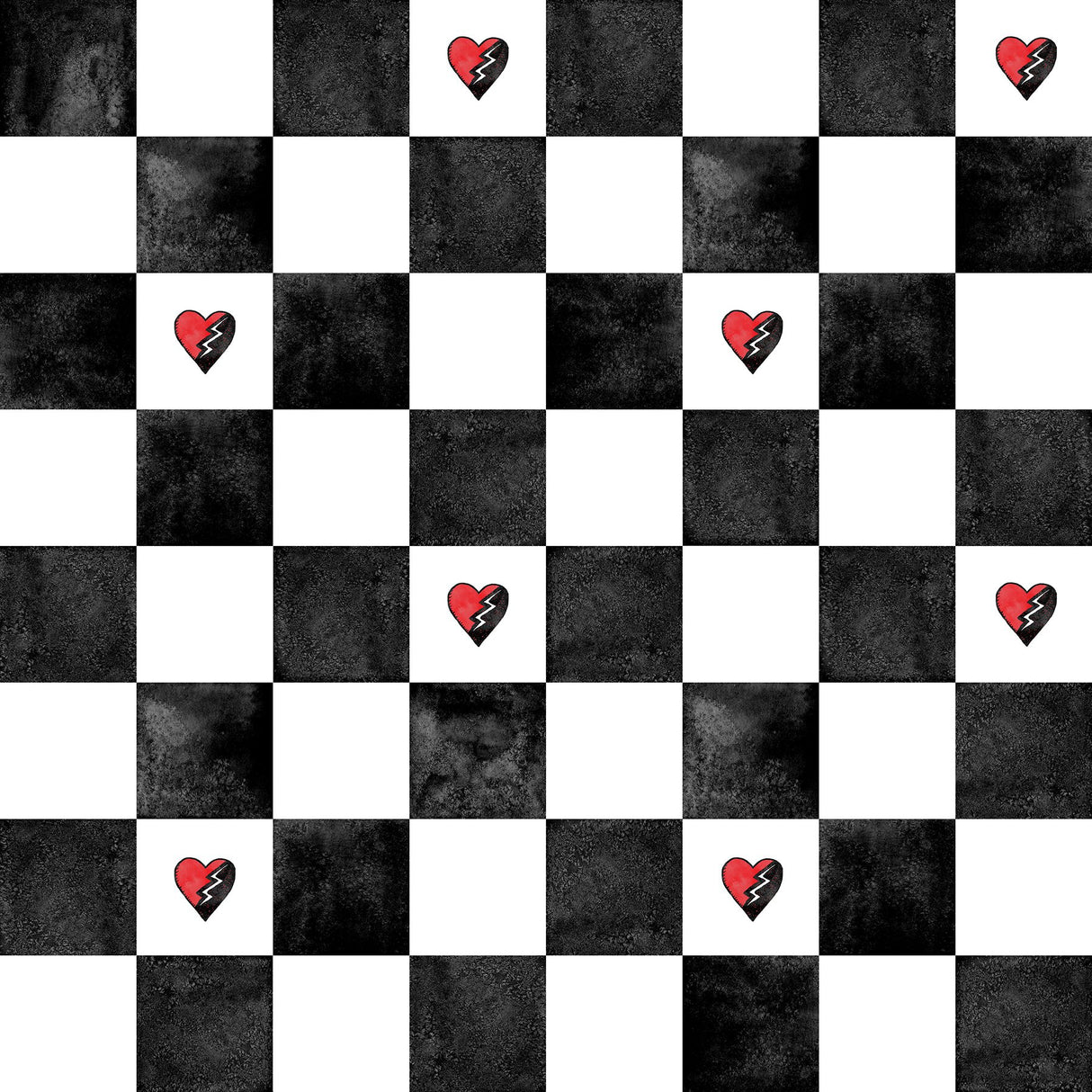 Disney Descendants: The Rise of Red Rebel at Heart Checker Black & White Peel & Stick Wallpaper - RMK12817PLW