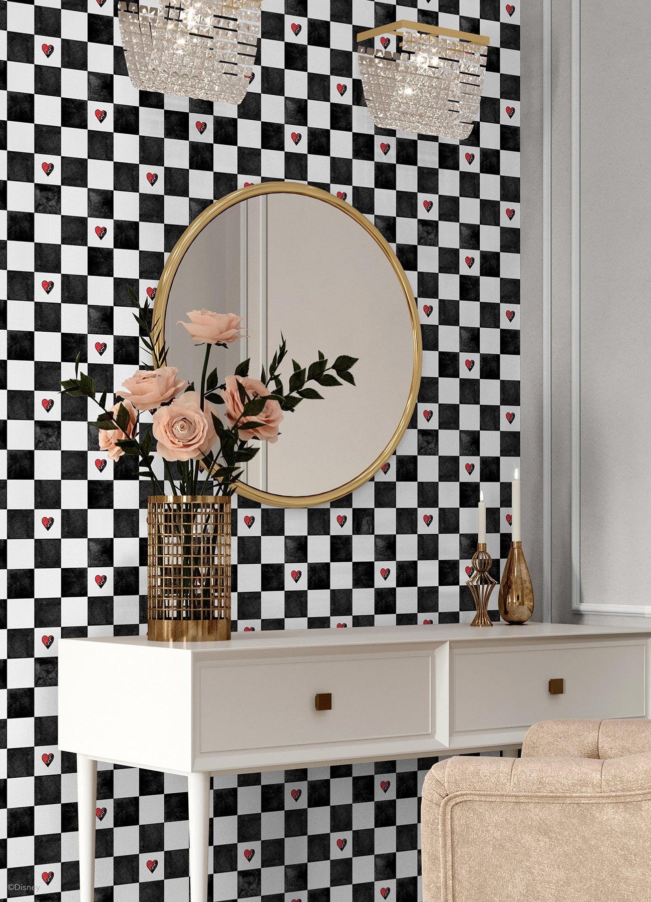 Disney Descendants: The Rise of Red - Rebel at Heart Checker Peel & Stick Wallpaper