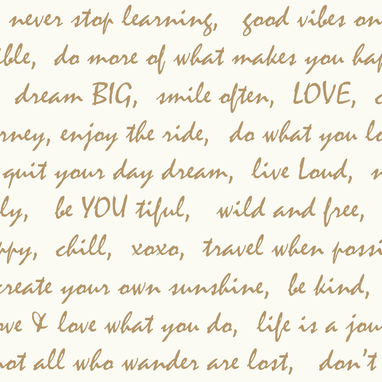 Dream Big Script Gold Peel and Stick Wallpaper by RoomMates - RMK9006WP