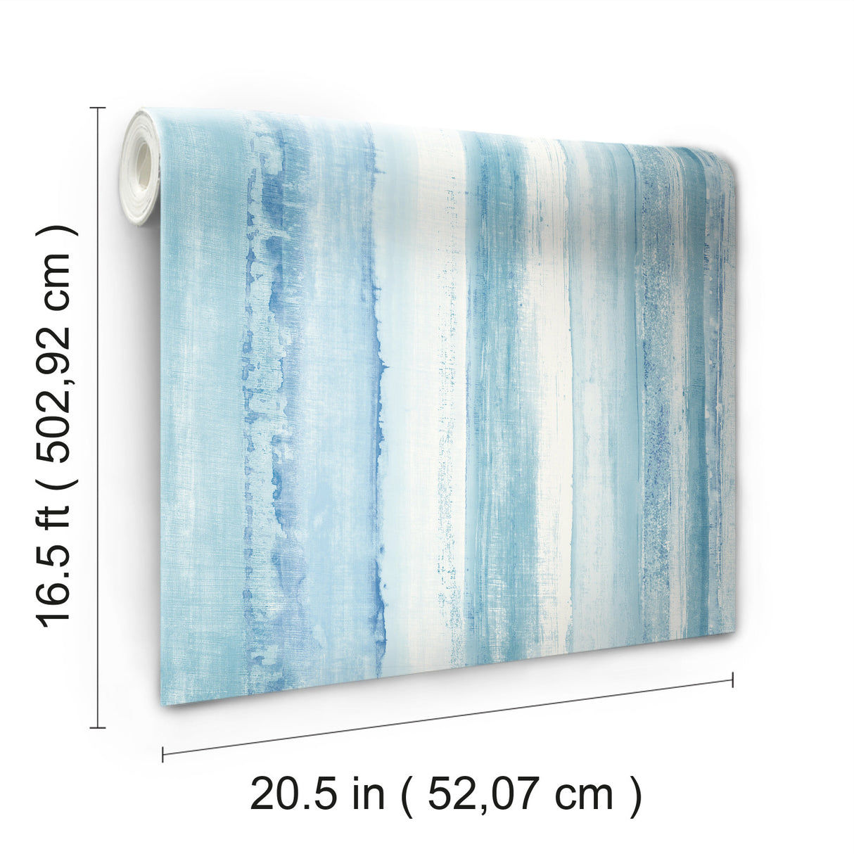 Watercolor Stripe Blue Peel and Stick Wallpaper by RoomMates Vinyl Washable Repositionable Removable Modern Striped Design RMK9061WP