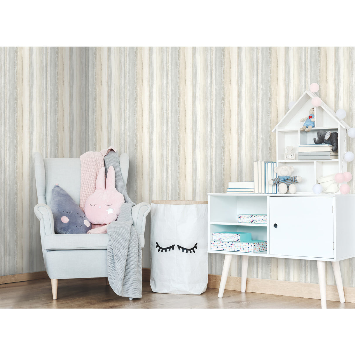 Watercolor Stripe Tan Peel and Stick Wallpaper by RoomMates Neutral Stripe Vinyl Wallpaper 20.5 in x 16.5 ft About 28.2 sq ft - RMK9062WPZ