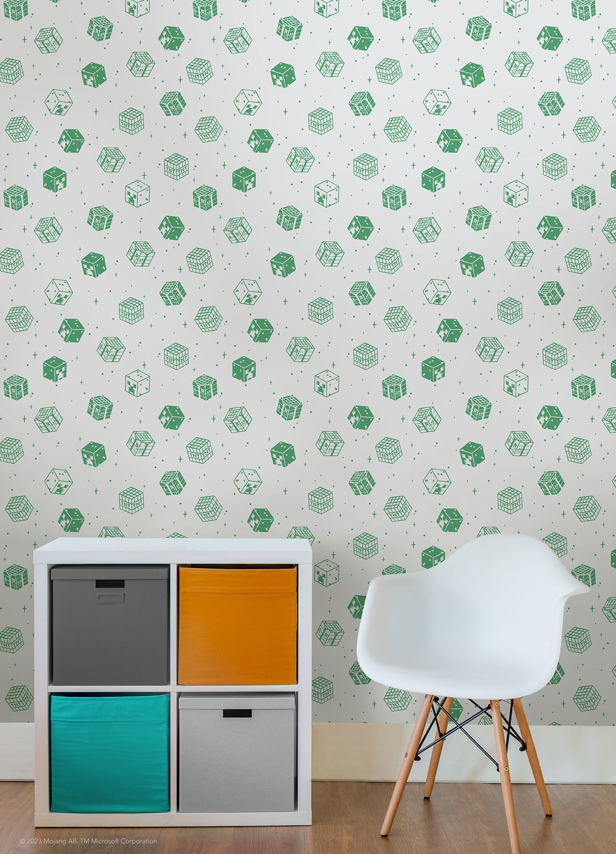 Minecraft Grey Blocks Grey by RoomMates Licensed Kids Gaming Novelty Peel and Stick Vinyl Wallpaper 20.5 In x 18 Ft Roll - RMWS1224