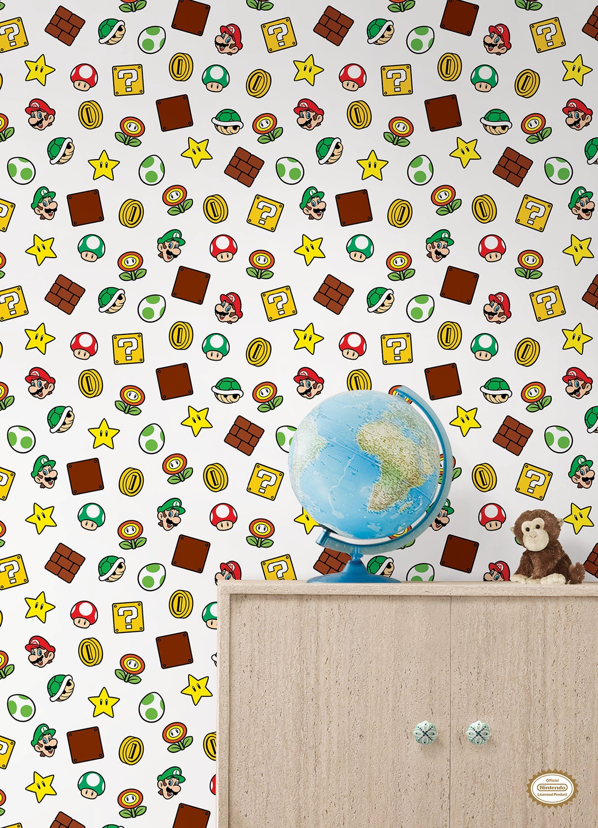 Nintendo Super Mario Power Up Icons Red & Green by RoomMates Officially Licensed Nintendo Peel & Stick Wallpaper - RMWS1226