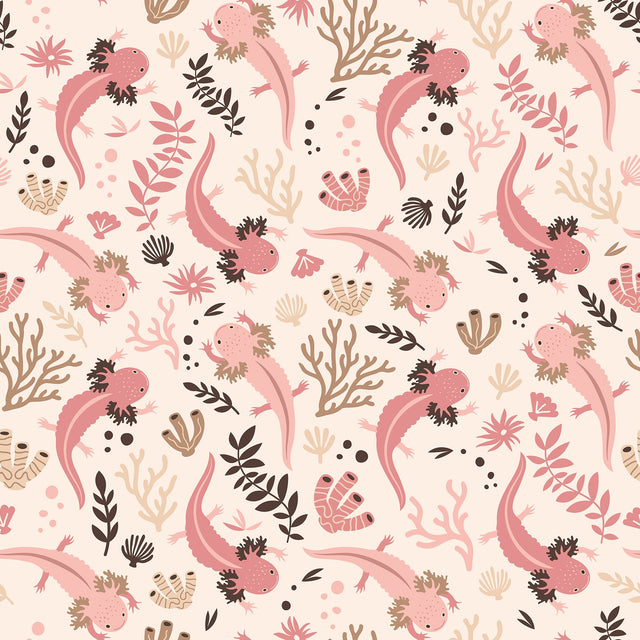 Axolotl Pink Underwater Garden Peel & Stick Wallpaper