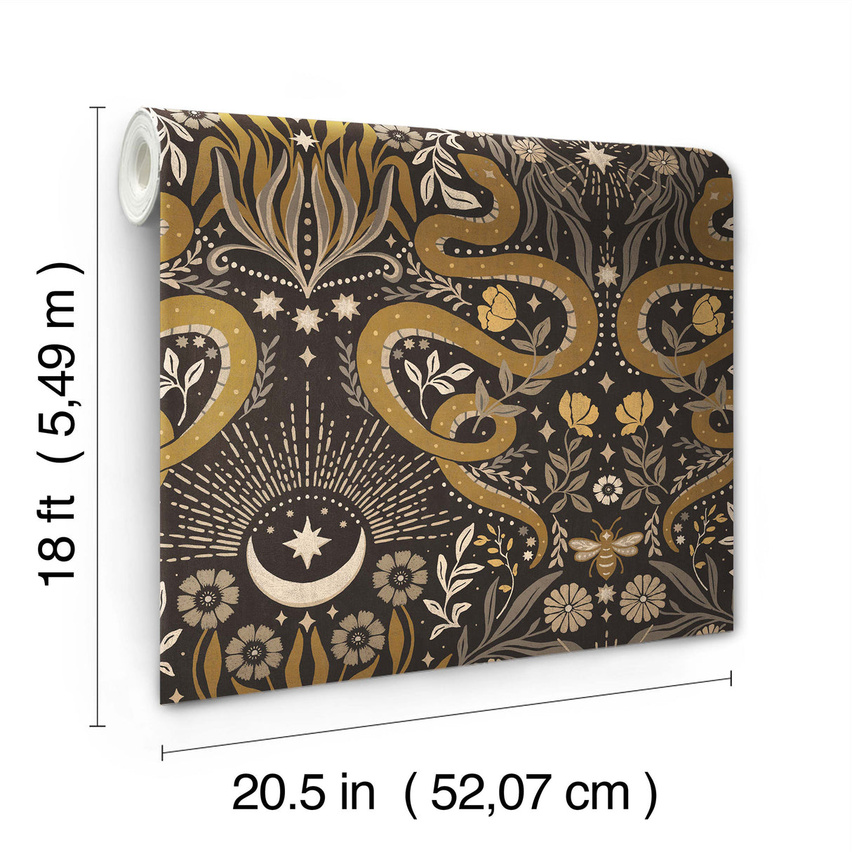 Mystic Serpent Black Gold by RoomMates Rebellious Gilded Serpent Damask Peel and Stick Wallpaper - RMWS1255